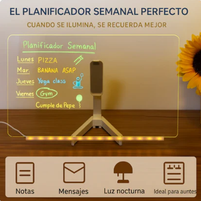 🖊️ LumiBoard™ Pizarra Lampara LED Acrílica +7 Colores