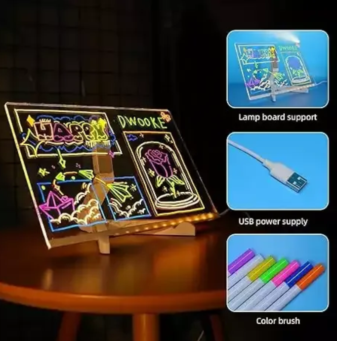 🖊️ LumiBoard™ Pizarra Lampara LED Acrílica +7 Colores