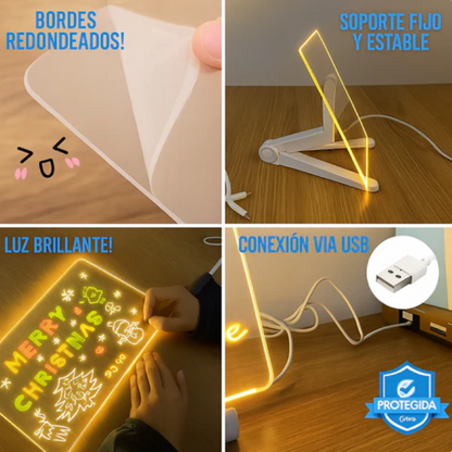 🖊️ LumiBoard™ Pizarra Lampara LED Acrílica +7 Colores